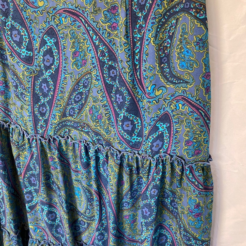 Chadwicks Paisley Tiered Maxi Skirt Size 12 Tall Blue Chiffon Boho Fairy‎ Gypsy - Picture 2 of 8